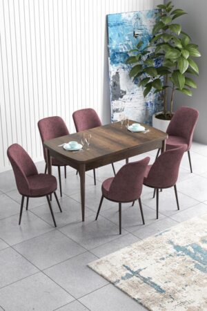 Extendable Dining Table & Chairs Set (7 Pieces) Han - Baroque