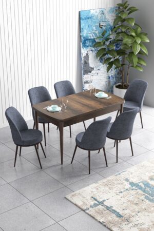 Extendable Dining Table & Chairs Set (7 Pieces) Han - Baroque