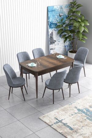 Extendable Dining Table & Chairs Set (7 Pieces) Han - Baroque