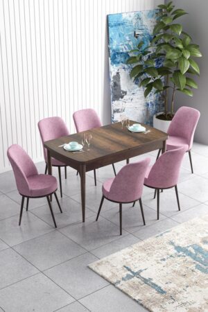 Extendable Dining Table & Chairs Set (7 Pieces) Han - Baroque