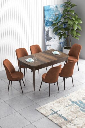 Extendable Dining Table & Chairs Set (7 Pieces) Han - Baroque