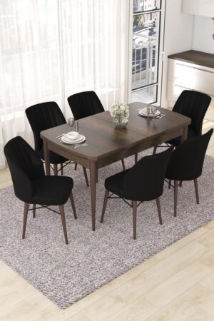 Extendable Dining Table & Chairs Set (7 Pieces) Nef - Baroque