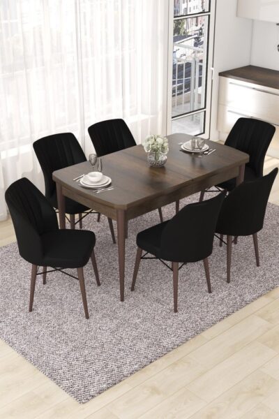 Extendable Dining Table & Chairs Set (7 Pieces) Nef - Baroque