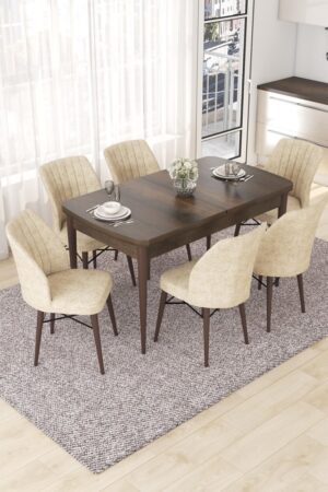 Extendable Dining Table & Chairs Set (7 Pieces) Nef - Baroque