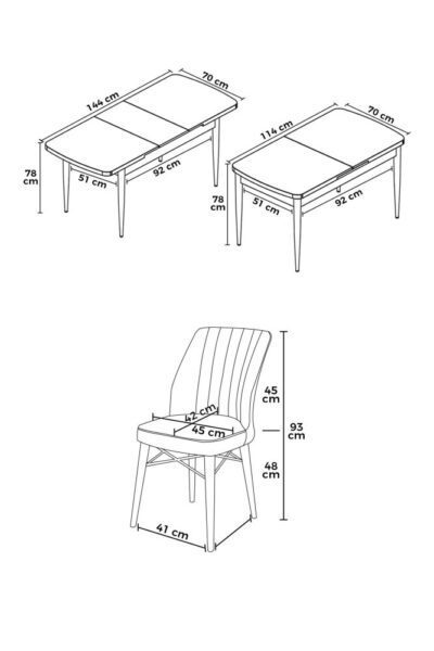 Extendable Dining Table & Chairs Set (7 Pieces) Nef - White, Black – Obrázok 3