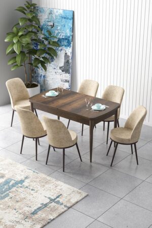 Extendable Dining Table & Chairs Set (7 Pieces) Zen - Baroque