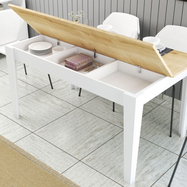 Jedálenský stôl Milan 896 - White, Oak – Obrázok 3