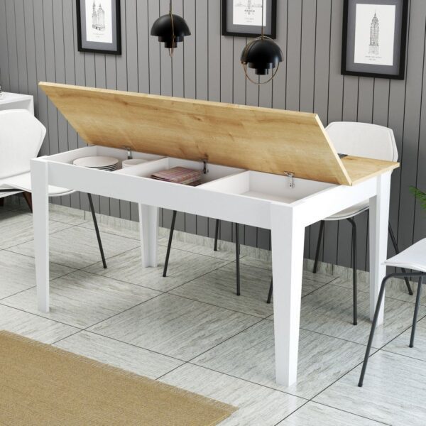 Jedálenský stôl Milan 896 - White, Oak – Obrázok 4