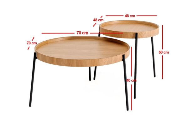 Sada odkladacích stolíkov (2 kusy) Ronda - Natural – Obrázok 3