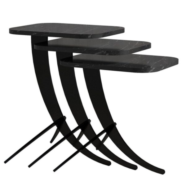 Sada odkladacích stolíkov (3 kusy) Pion - Black Marble – Obrázok 2