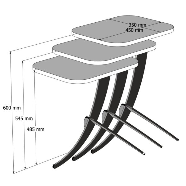 Sada odkladacích stolíkov (3 kusy) Pion - Black Marble – Obrázok 3