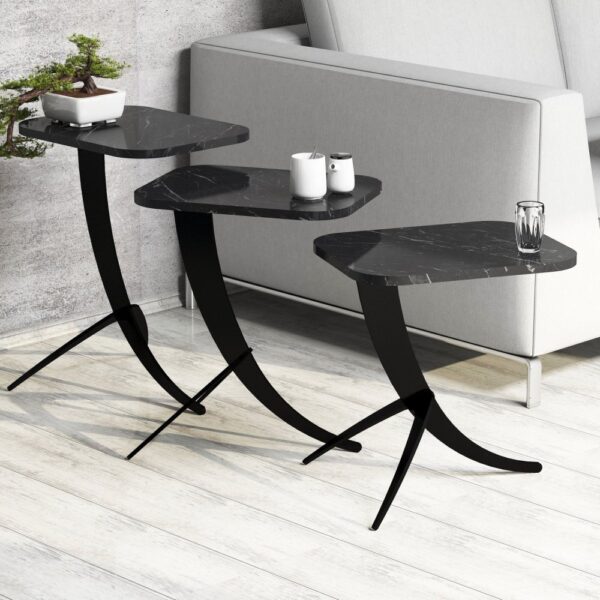 Sada odkladacích stolíkov (3 kusy) Pion - Black Marble – Obrázok 4