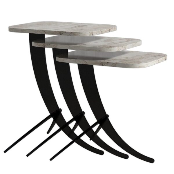 Sada odkladacích stolíkov (3 kusy) Pion - White Marble – Obrázok 2