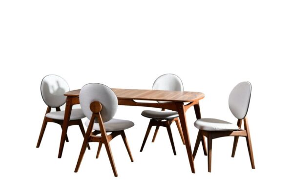 Set stola a stoličiek (5 kusov) Touch Wooden - Cream – Obrázok 2