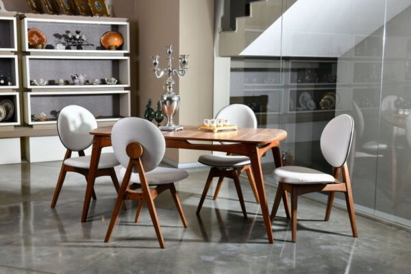 Set stola a stoličiek (5 kusov) Touch Wooden - Cream