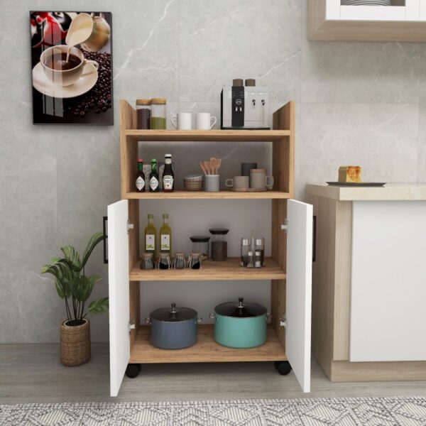 Viacúčelová skrinka Tiraks - Atlantic Pine, White – Obrázok 4