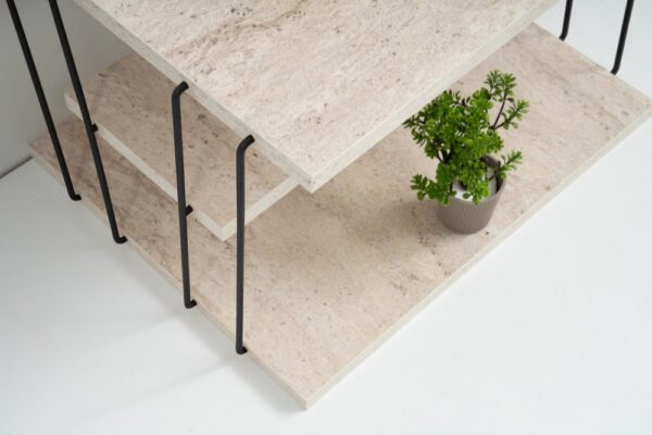 Príručný stolík / Odkladací stolík Lifon - Black, Travertine – Obrázok 4
