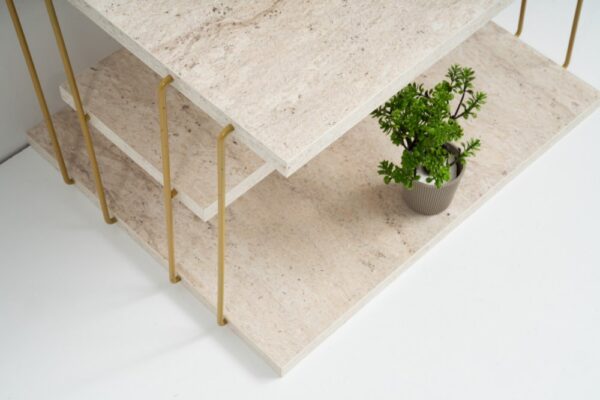 Príručný stolík / Odkladací stolík Lifon - Gold, Travertine – Obrázok 4