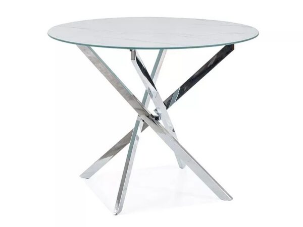 Jedálenský stôl Agis 90 cm biely mramor/chróm