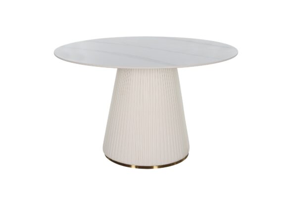 Jedálenský stôl Modig 120 cm eko koža ecru/mramor