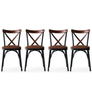 Sada 4 ks jedálenských stoličiek Ekol Bor hnedá/čierna