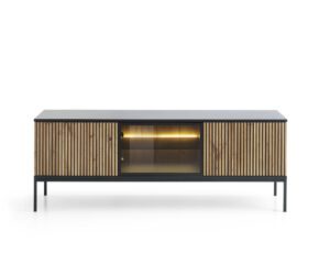 TV stolík Sento s LED osvetlením 154 cm dub wotan/čierny