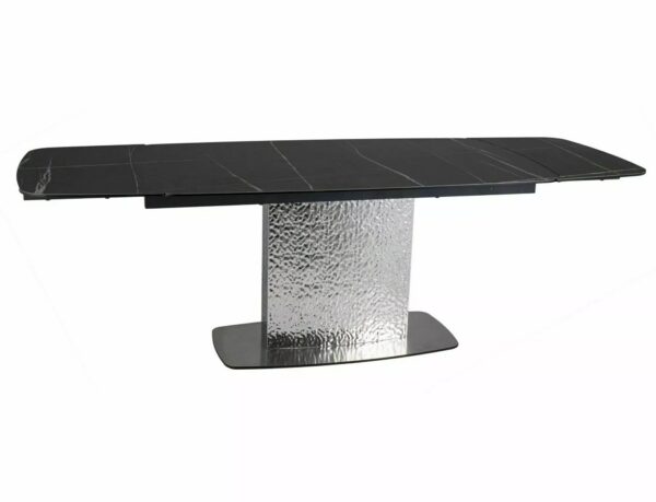 Jedálenský rozkladací stôl Moncler 160/240 cm keramika čierny mramor/strieborný
