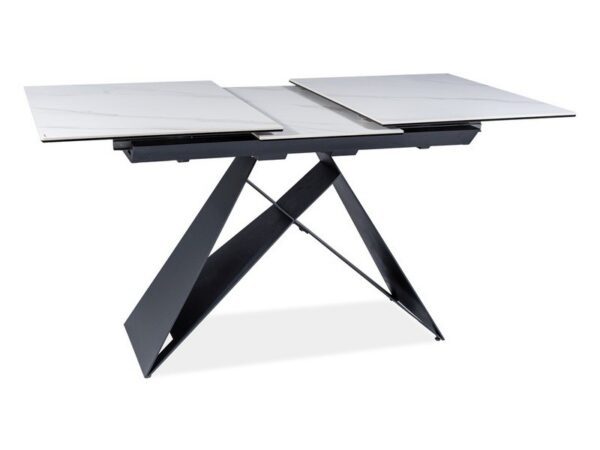Jedálenský rozkladací stôl Westin 120/160 cm keramika čierny/biely mramor