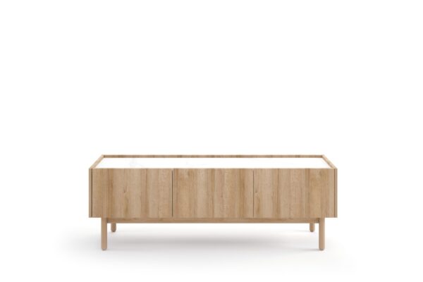 TV stolík Boho La 144 cm dub riviera/biely mramor