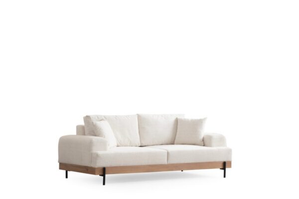 Trojmiestna pohovka Eti 220 cm biela/dub prírodný