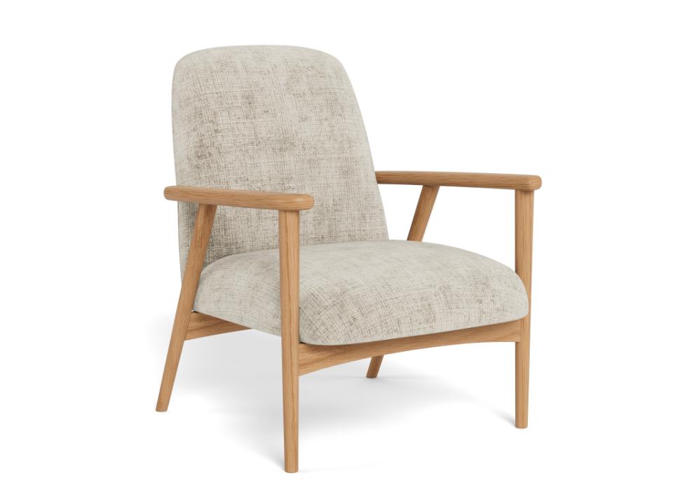 Lounge kreslo Auckland z masívu béžové/dub prírodný