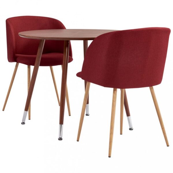 Jedálenský set 2 + 1 textil / hnedá MDF Dekorhome – Obrázok 2