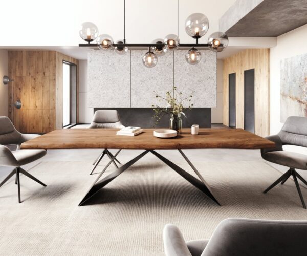 Jedálenský stôl Edge 260x100 XL akácia hnedá podstava v tvare V plochá – Obrázok 2