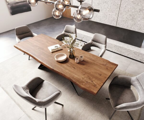 Jedálenský stôl Edge 260x100 XL akácia hnedá podstava v tvare V plochá – Obrázok 4
