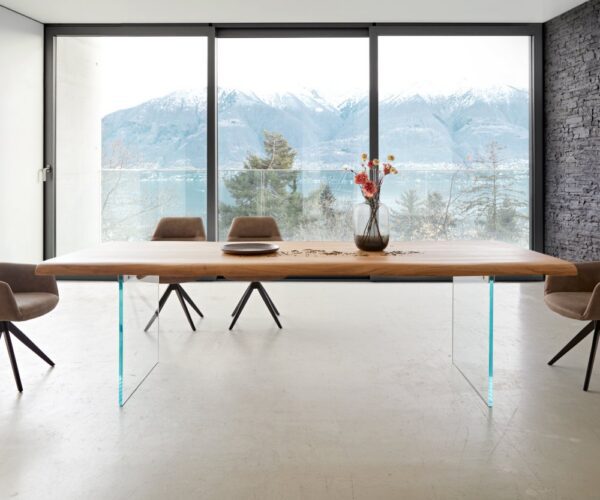 Jedálenský stôl Edge 260x100 XL akácia prírodná sklo Live-Edge – Obrázok 2