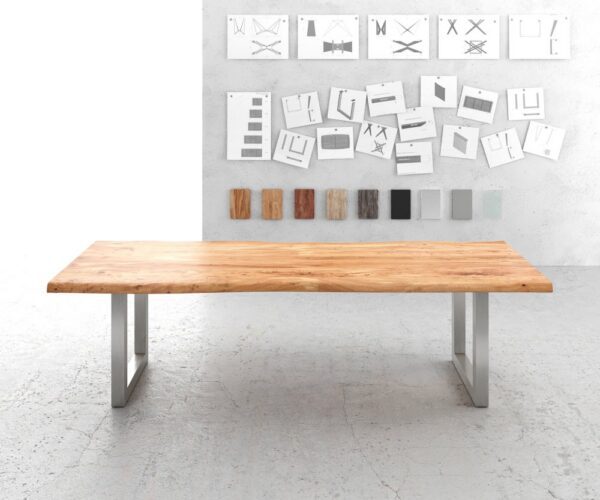 Jedálenský stôl Edge 280x100 cm XL akácia prírodná nerezová oceľ – Obrázok 2