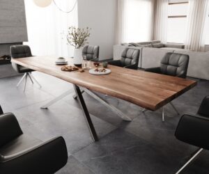 Jedálenský stôl Edge 300x100 XL akácia hnedá krížová podstava obdĺžnik
