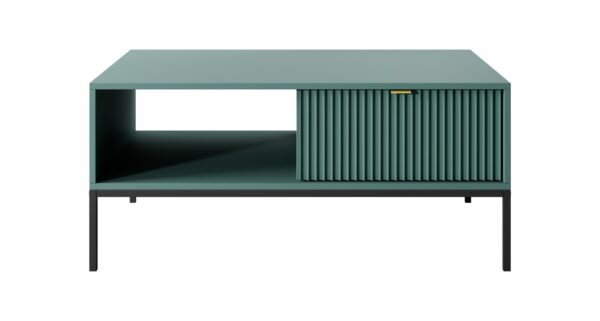 Konferenčný stolík Nova 104 cm zelená/zlaté úchytky a čierny rám