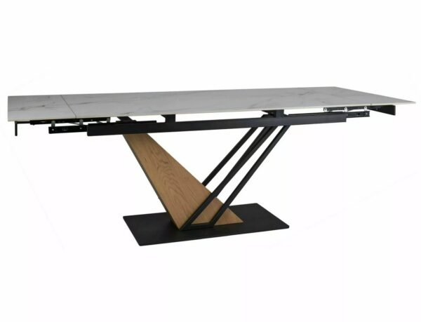 Rozkladací jedálenský stôl Genesis 160/220 cm biely mramor/dub prírodný