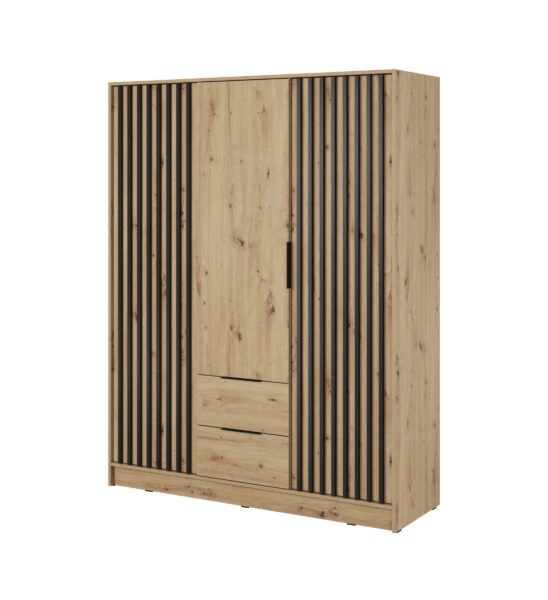 Šatníková skriňa Nelly 155 cm dub artisan/čierna