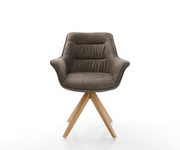 Jedálenská stolička Kaira-Flex mikrovlákno taupe vintage drevená – Obrázok 2