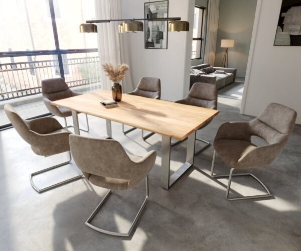Jedálenská stolička Yago-Flex s opierkami mikrovlákno taupe vintage – Obrázok 4