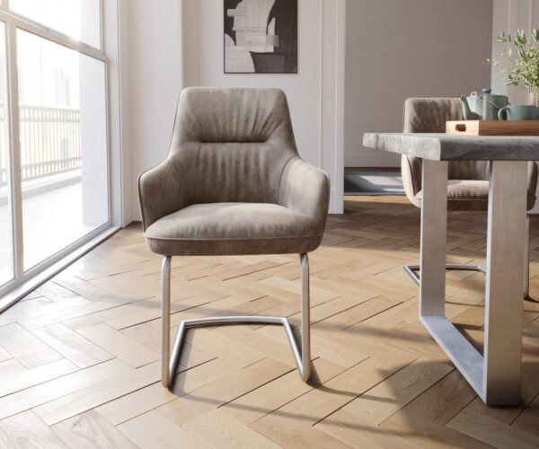 Jedálenská stolička Zelia-Flex s opierkami mikrovlákno taupe vintage – Obrázok 2