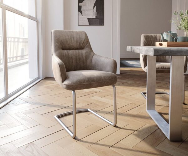 Jedálenská stolička Zelia-Flex s opierkami mikrovlákno taupe vintage