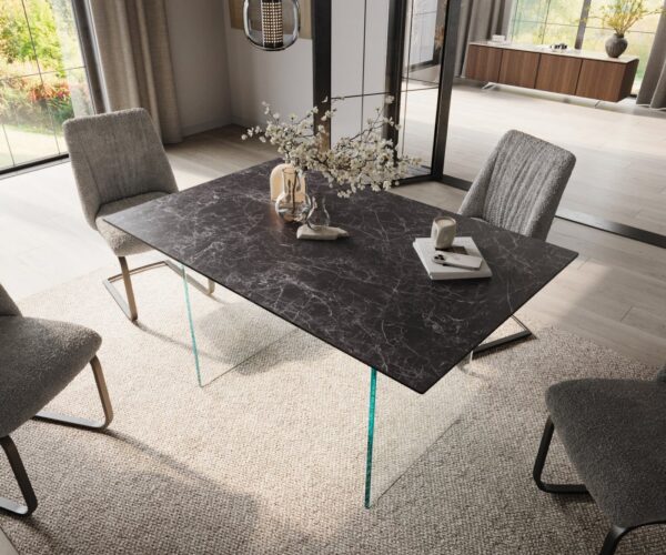Jedálenský stôl Edge 140x90 keramika Laminam®Nero Greco antracitová – Obrázok 4
