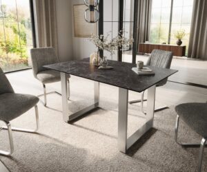 Jedálenský stôl Edge 140x90 keramika Laminam®Nero Greco antracitová