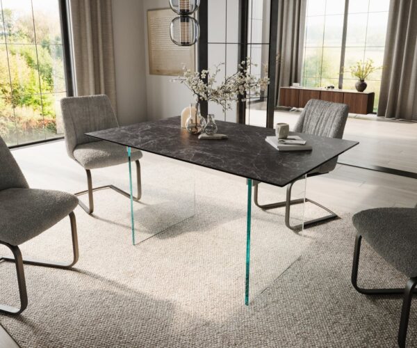 Jedálenský stôl Edge 140x90 keramika Laminam®Nero Greco antracitová