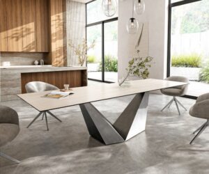 Jedálenský stôl Edge 300x100 keramika Laminam® Travertino Bianco