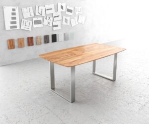 Jedálenský stôl Edge oválny 180x90 akácia prírodná nerezová oceľ úzky