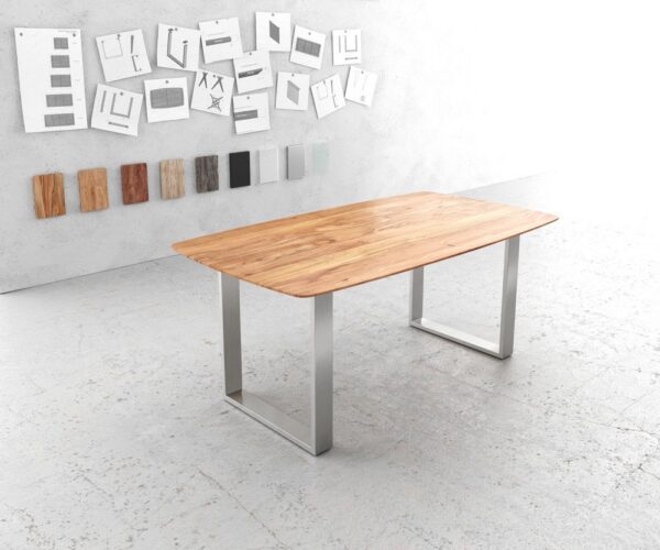 Jedálenský stôl Edge oválny 180x90 akácia prírodná nerezová oceľ úzky